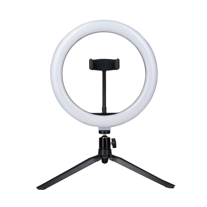 10 Inch LED Ring Light positioned on a tripod stand