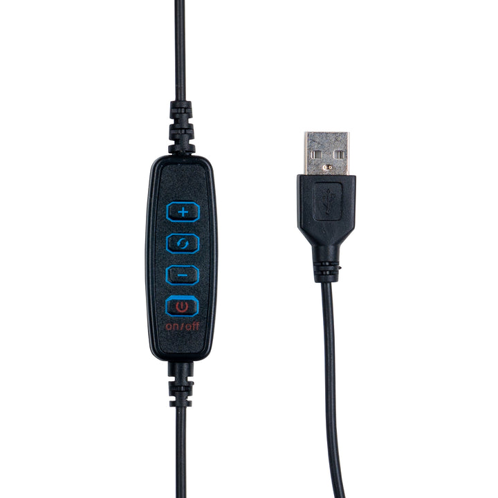 USB cable linked to a mobile device near the LED Ring Light