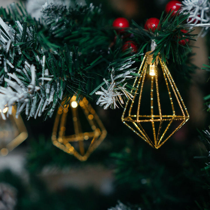 10 LED Gold Diamond Fairy Lights used as Christmas tree decorations