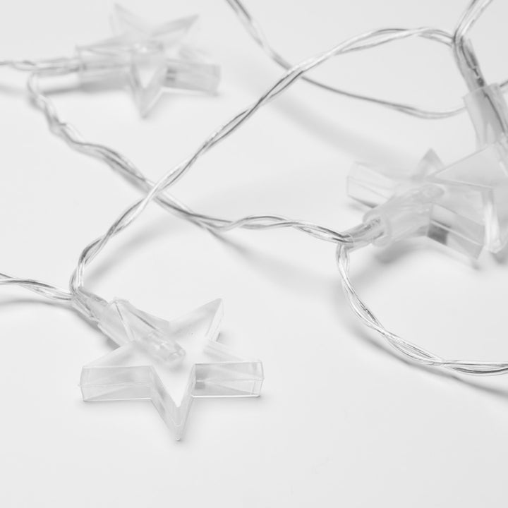 String of 10 white star-shaped LED lights