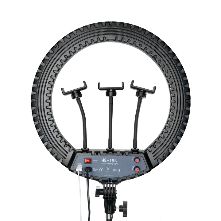 18 Inch LED Ring Light displaying three light intensities