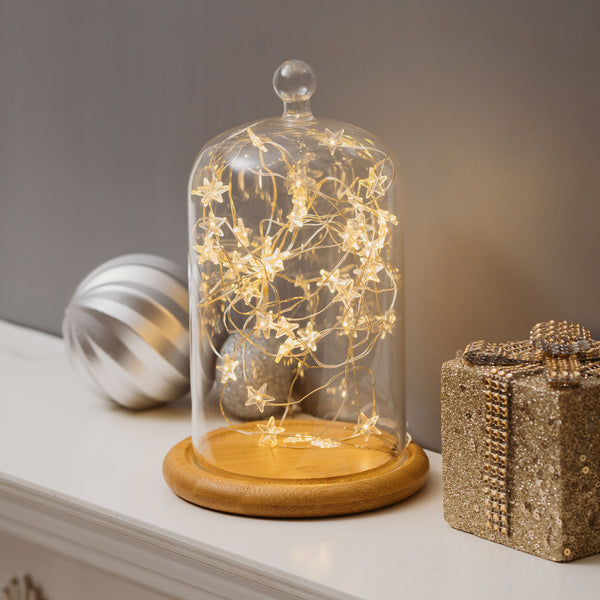 Glass dome showcasing a star-shaped bulb from the 40 LED Star Timer Lights
